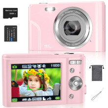 (Baby Pink, one-size) Auto Focus Digital Camera, Full HD 1080P/48MP Mini Digital Cameras with 32G Memory Card, Compact Portable Camera, 16X Zoom Digital Camera