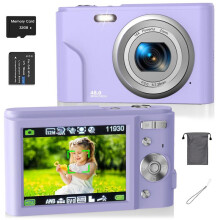 (Lilac, one-size) Auto Focus Digital Camera, Full HD 1080P/48MP Mini Digital Cameras with 32G Memory Card, Compact Portable Camera, 16X Zoom Digital Camera