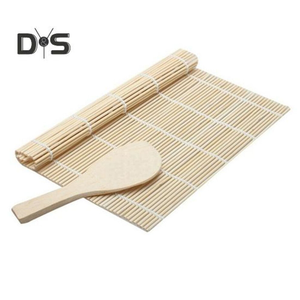 Bamboo Sushi Mat with Rice Spoon Natural Sushi Roller Mat Food-Safe Sushi Making Supplies for Shaping Molding Sushi Roll