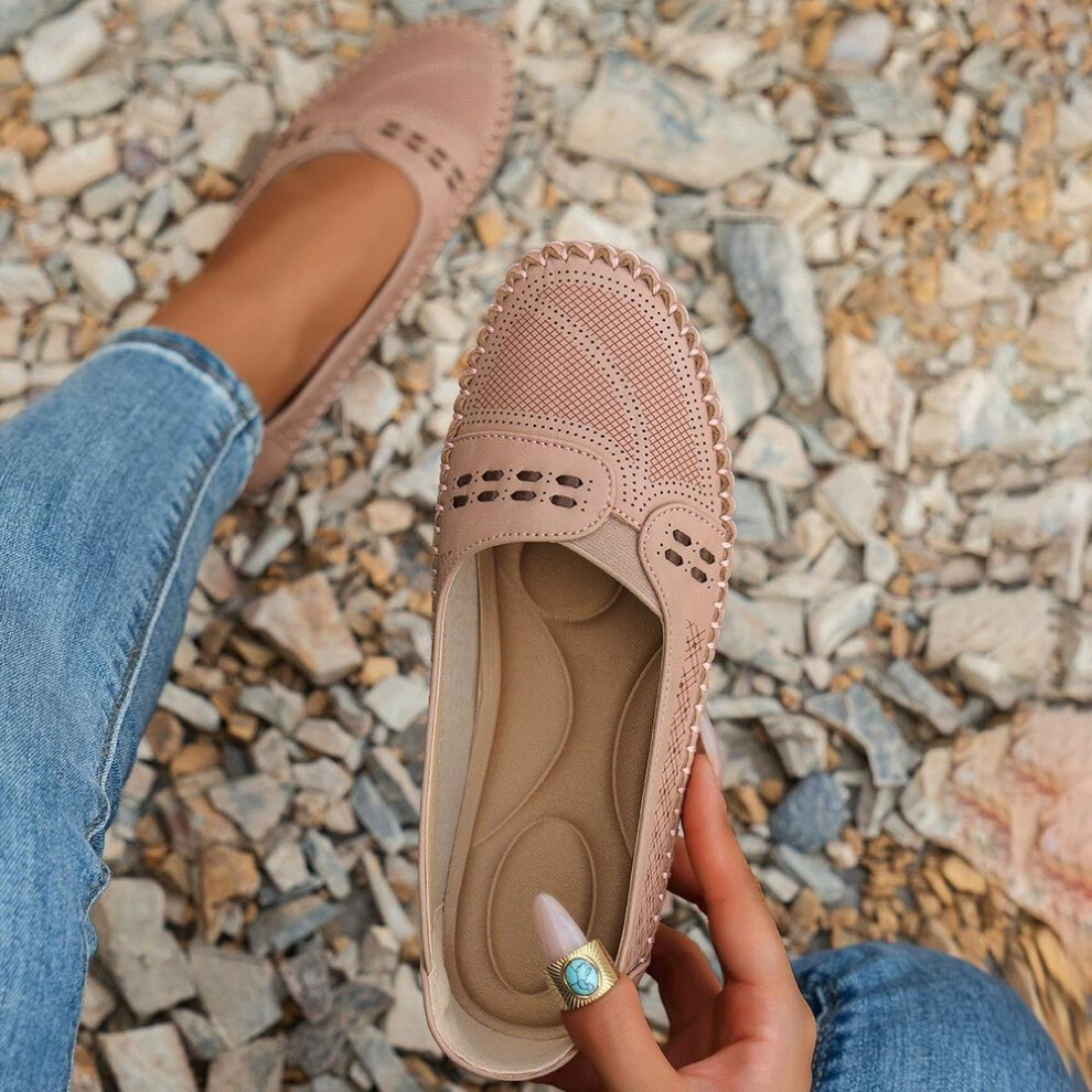 (pink, 42EU/CN43) Vintage Style Women'S Ballet Flats Round Toe Slip-On Loafers for All-Season Casual Shoes
