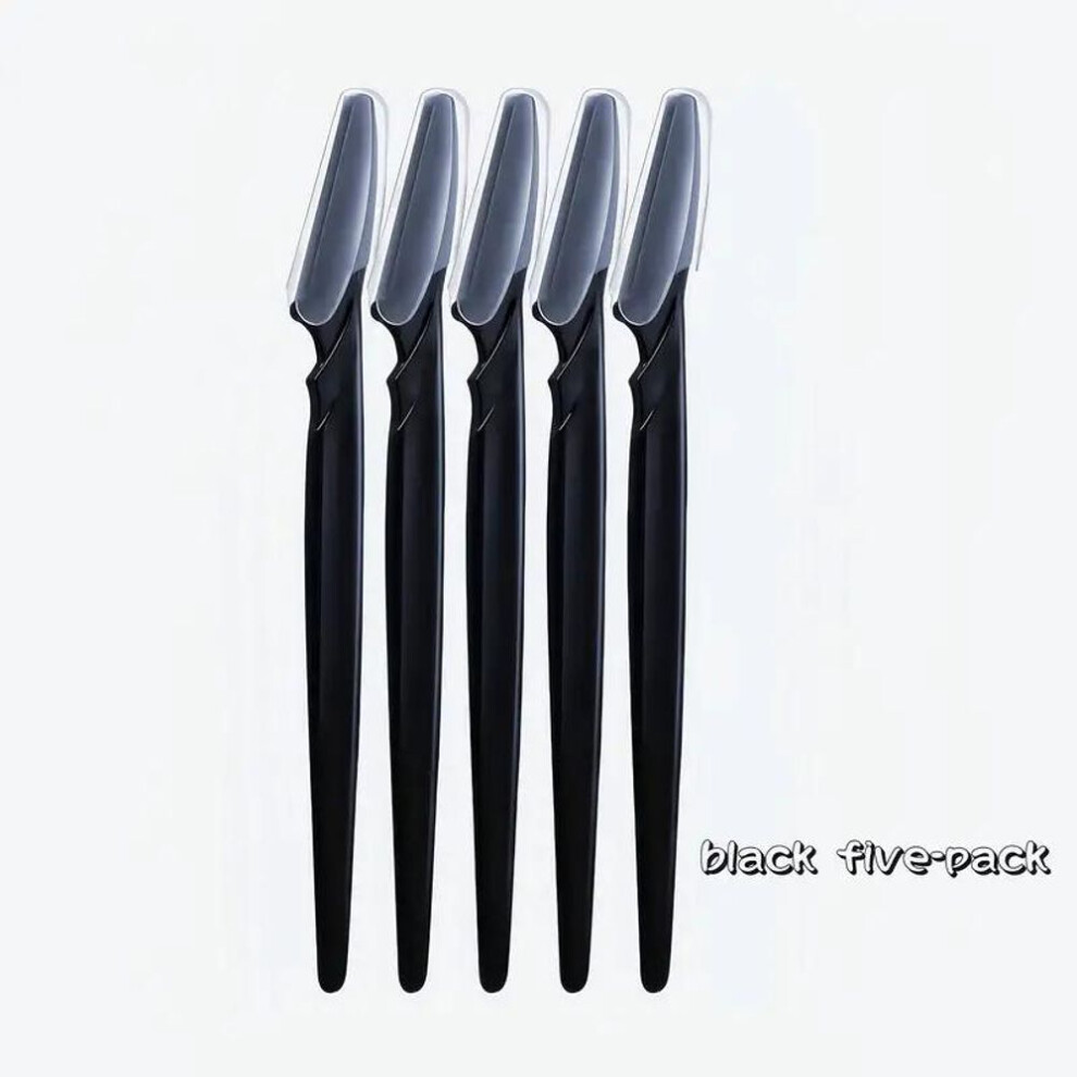 (black, 5 Pcs) Eyebrow Razor 5 Pcs Eyebrow Trimmer Blade Shaver Portable Face Razor Eye Brow Epilation Hair Removal Cutters Safety Razor Woman Makeup
