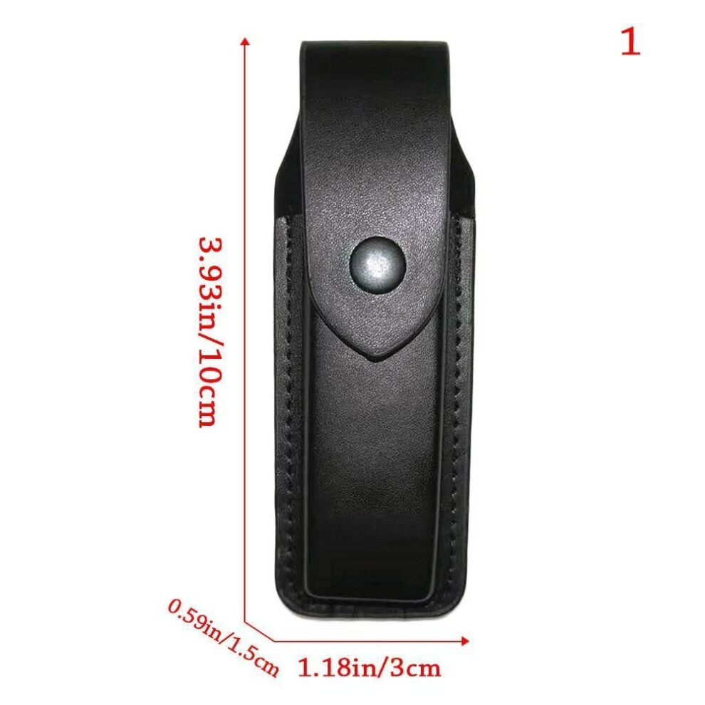 (1) Pocket Hunt Leather Sheath Holder Flashlight Case Fold Knife Tool Belt Loop Case Camp Outdoor Carry