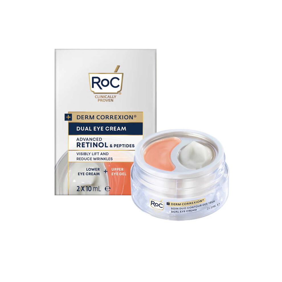 Roc Derm Correxion Dual Eye Cream Retinol Peptides 2 X 10Ml Lower And Upper