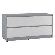 (Grey Carcass + White Drawers) 120cm Wide 4-Drawer Bedside End Cabinet Organiser Storage Unit Bedroom Furniture