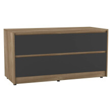 (Oak Carcass + Black Drawers) 120cm Wide 4-Drawer Bedside End Cabinet Organiser Storage Unit Bedroom Furniture