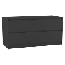 (Black Carcass + Black Drawers) 120cm Wide 4-Drawer Bedside End Cabinet Organiser Storage Unit Bedroom Furniture