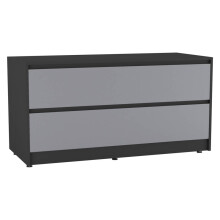 (Black Carcass + Grey Drawers) 120cm Wide 4-Drawer Bedside End Cabinet Organiser Storage Unit Bedroom Furniture