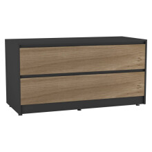 (Black Carcass + Oak Drawers) 120cm Wide 4-Drawer Bedside End Cabinet Organiser Storage Unit Bedroom Furniture