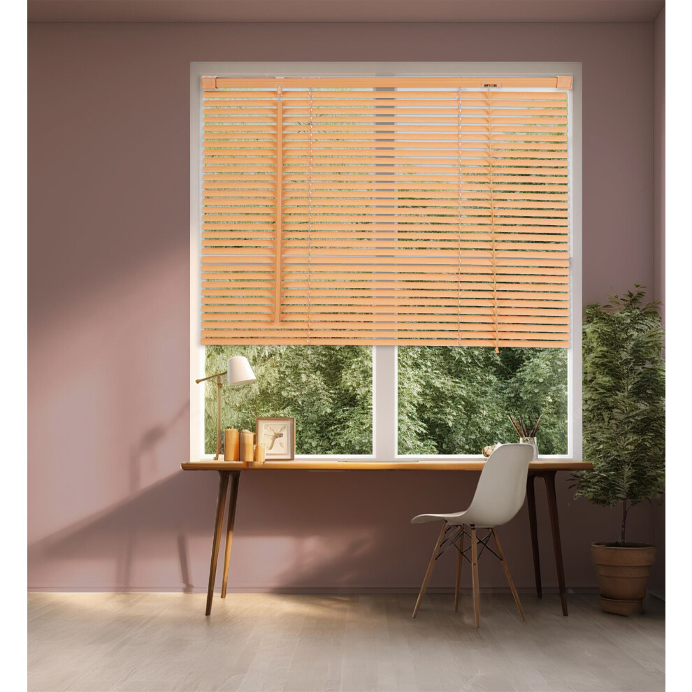 (60 cm Width x 160 cm Drop, Wood Print) Lister Cartwright 25mm PVC Venetian Blinds Windows Blind Easy Fit Child Safety Included-image-OPC-PHD8796-NEW