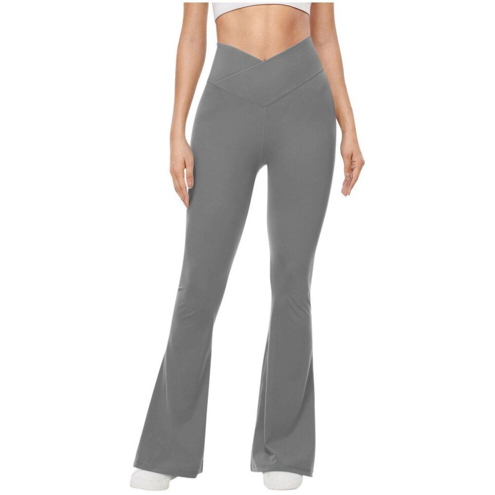 (as the picture, M) Flared Leggings For Women Strech Bootcut Yoga Pants High Wasit Elastic Workout Pants Wide Leg Dress Pants