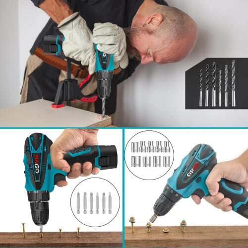 12V Cordless Electric Drill & Screwdriver - 20pcs Set - 2 Battery 2