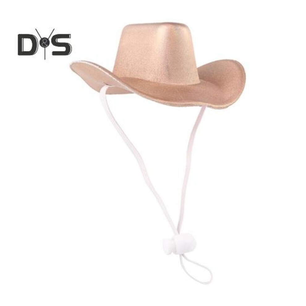 (khaki) Pet Cowboy Hat for Small Dog Cat Cosplay Cap Beach Visor Hat Puppy Costume Outdoor Party Accessory Photo Prop