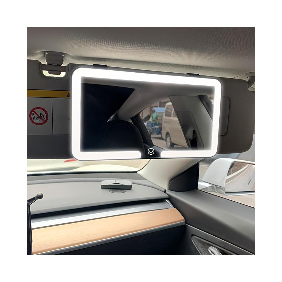 (, One-Size) Car Interior Vehicle Accessories, Car Led Makeup Mirror, Rechargeable Car Sun Visor Mirror, Dimmable Touchscreen Auto Vanity Mirror. White 3233594897887