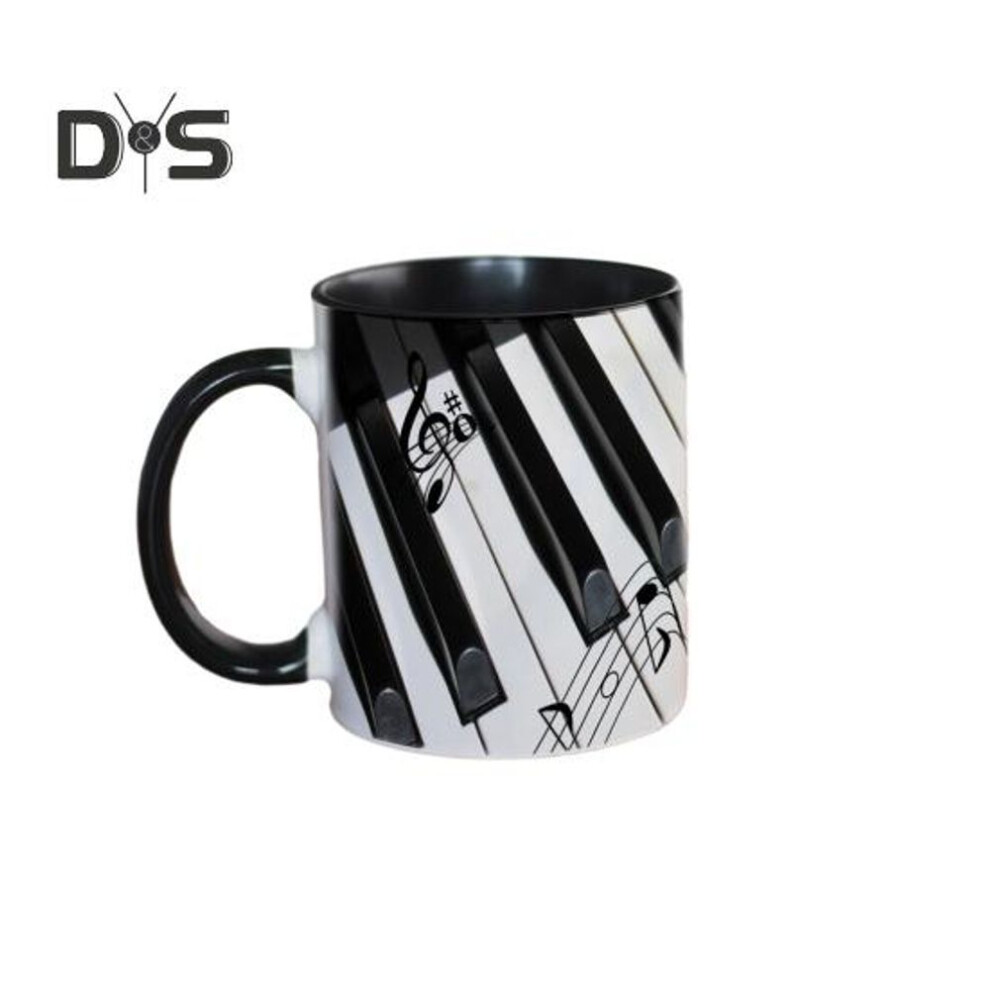 (as the picture, B) Musical Coffee Mug Ceramic Novelty Music Note Cup Large 350ml Capacity Guitar Piano Violin Design Hot Drinking Mug Musical Gift for Music Lover Home