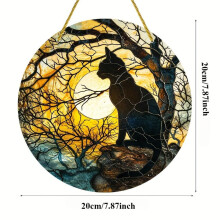 (yellow, 20cm) 20Cm large size black cat Suncatcher, plastic window hanging decoration cat lover's birthday gift indoor/outdoor garden bedroom office home decoration