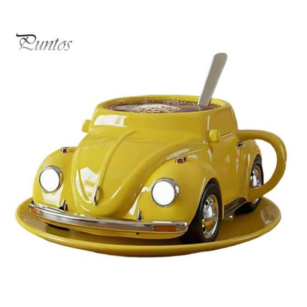(yellow) Beetle Shaped Coffee Cup Funny Drink Mug For Car Fans Novelty Tea Cup Home Office Decor Creative Gifts For Beetle Lovers
