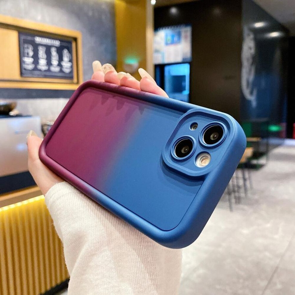 (navy blue, iPhone 15) Pastel Gradient Color Silicone Phone Case For Iphone 16 15 14 13 12 11 Pro Max Xr 7 8 Se3 Anti-fingerprint & Smooth Touch Shockproof Protective Co
