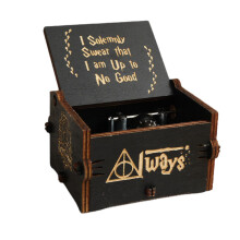 (Style 5) Potter Wooden Harry Music Box Retro Hand Cranked Engraved Toy Xmas Ornament Gift