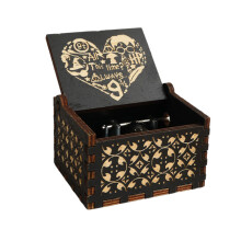 (Style 4) Potter Wooden Harry Music Box Retro Hand Cranked Engraved Toy Xmas Ornament Gift