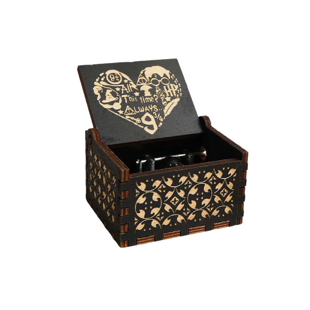(Style 4) Potter Wooden Harry Music Box Retro Hand Cranked Engraved Toy Xmas Ornament Gift