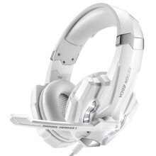 (White) Stereo Gaming Headset For Ps4 Pc Xbox Controller Noise Cancelling Ligh Ear Mic