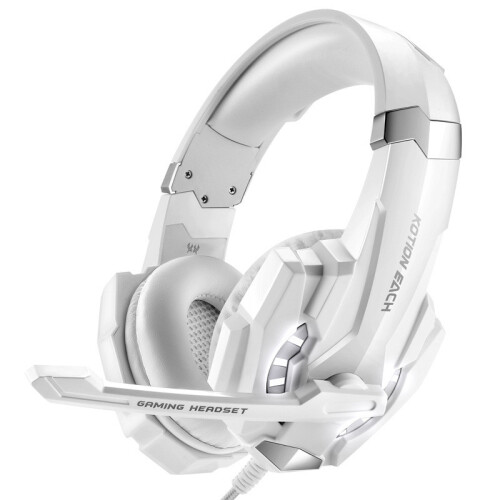 (White) Stereo Gaming Headset For Ps4 Pc Xbox Controller Noise Cancelling Ligh Ear Mic