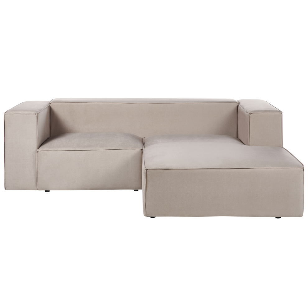 Corner Sofa VERNON Velvet Taupe 2 Seater Left Hand