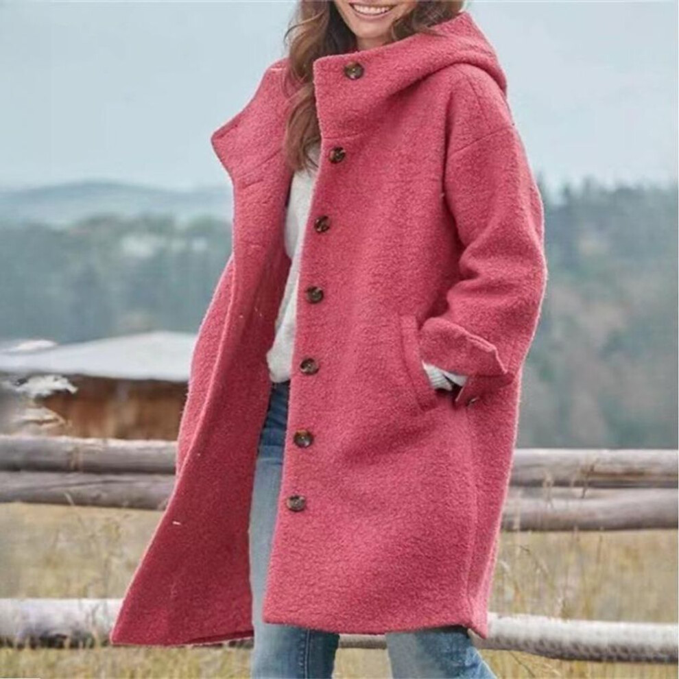 (pink, XS) Casual Autumn Winter Street Hipster Trench Coat Long Sleeve Loose Type Women's Coat
