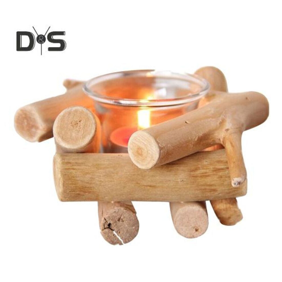Driftwood Candlestick Handmade Wooden Tealight Candle Holder Rustic Candle Cup For Home Living Room Bedroom Kitchen Decor