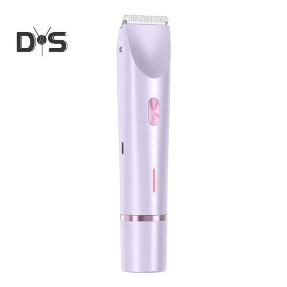 (purple) Women Electric Double Head Shaver USB Rechargeable Waterproof Portable Face Body Bikini Area Arm Leg Hair Removal Epilator Razor Trimmer