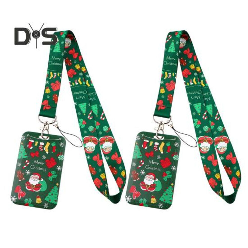 (as the picture, D) 2Pcs Sign Making Lanyards Christmas Snowman Neck Lanyard Key Holder Santa Badge Lanyard with Card Holder Christmas Stocking Stuffer