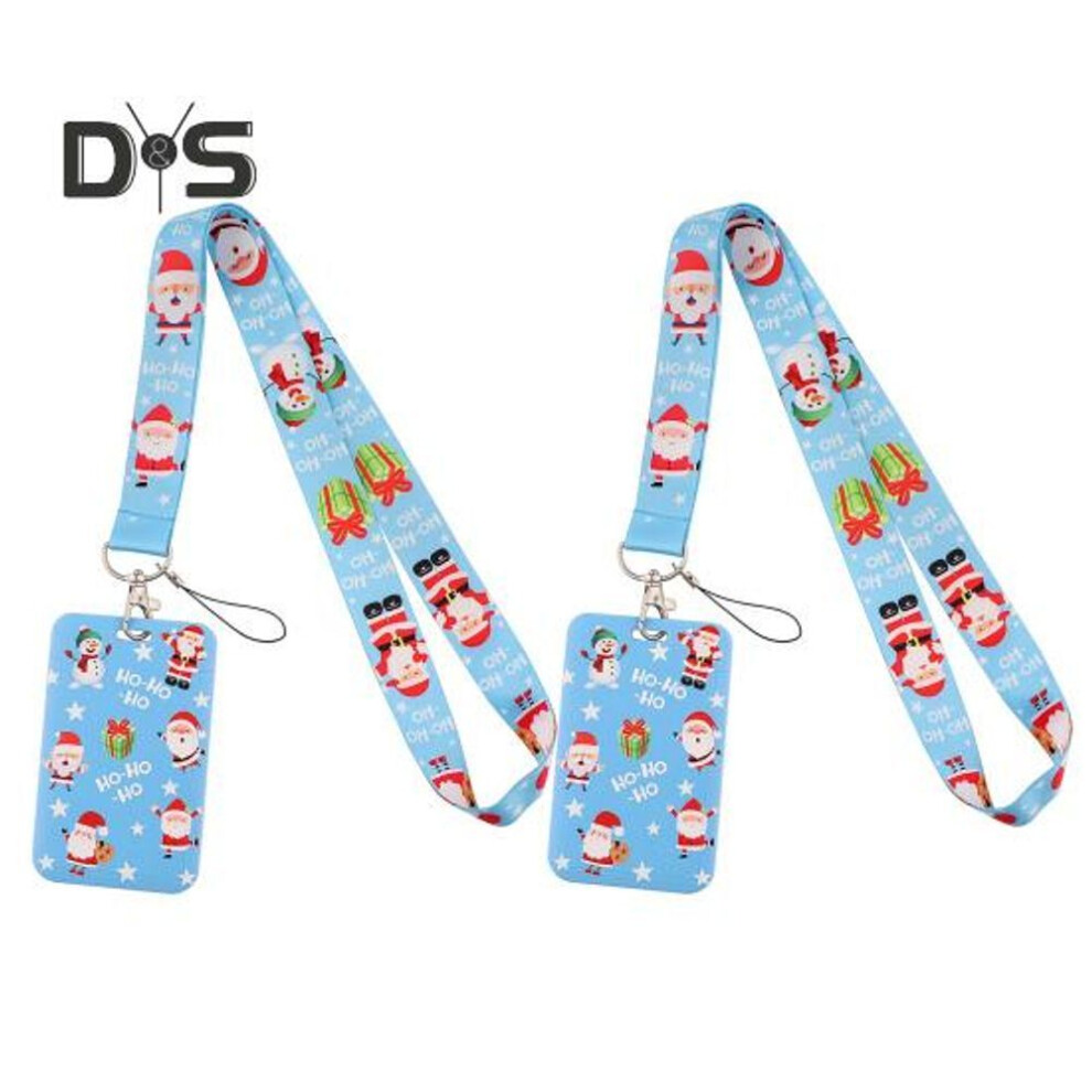 (as the picture, F) 2Pcs Sign Making Lanyards Christmas Snowman Neck Lanyard Key Holder Santa Badge Lanyard with Card Holder Christmas Stocking Stuffer