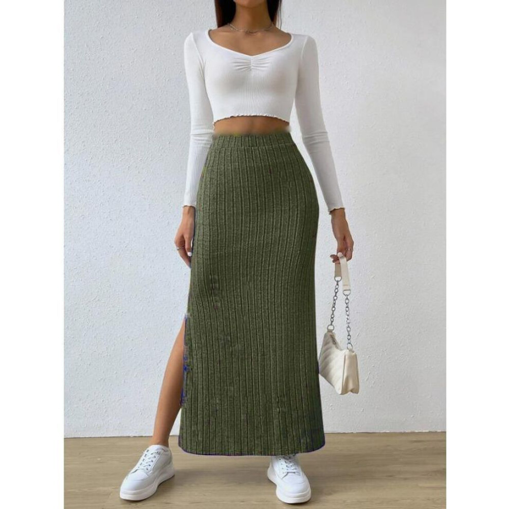 (XXXXL, army green) YYFS Women's Solid Color Print Casual Summer Spring Skirts