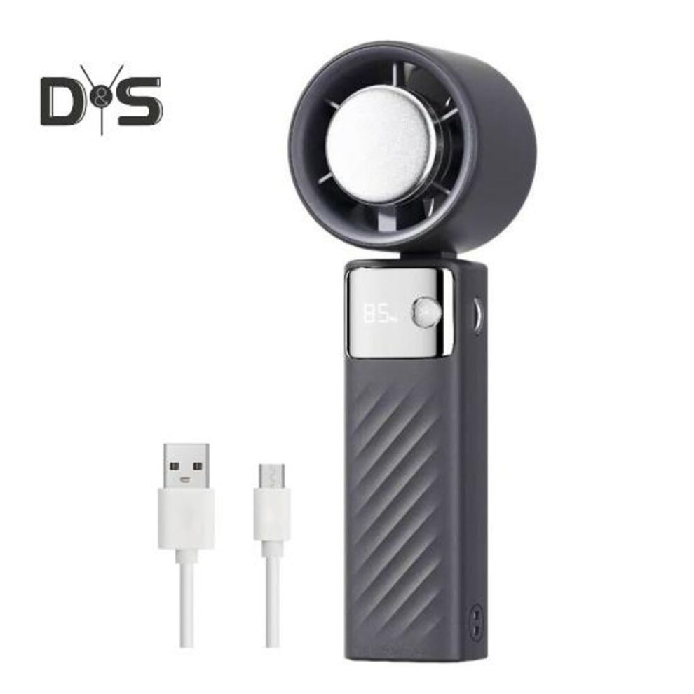 (grey) Small Fan Personal Air Conditioner 1-199 Speed Adjustable Strong Airflow Digital Display Rechargeable Fan Air Cooler