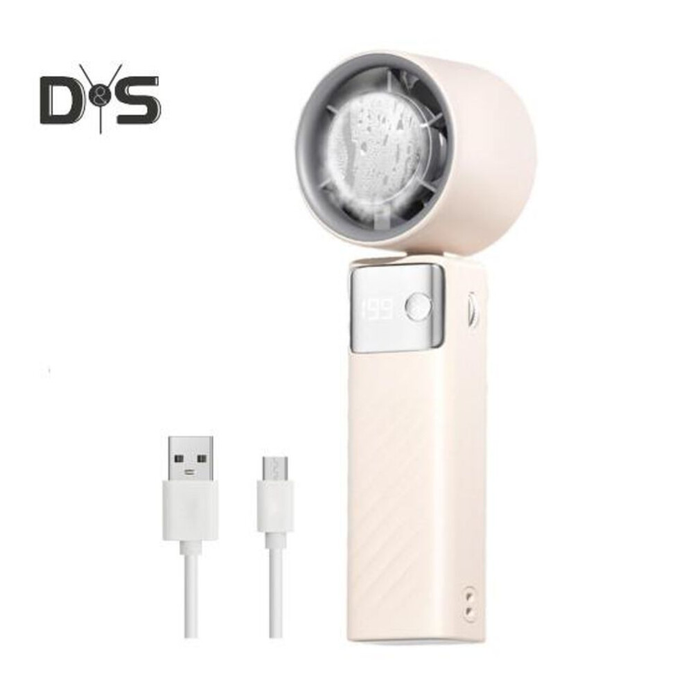 (beige) Small Fan Personal Air Conditioner 1-199 Speed Adjustable Strong Airflow Digital Display Rechargeable Fan Air Cooler