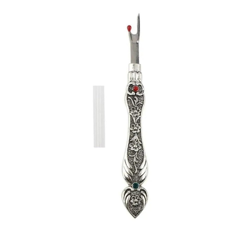 (silver) Vintage Zinc Alloy Handle Craft Thread Cutter Seam Ripper Stitch Unpicker Cross-Stitch Sewing Thread Remover Needlework