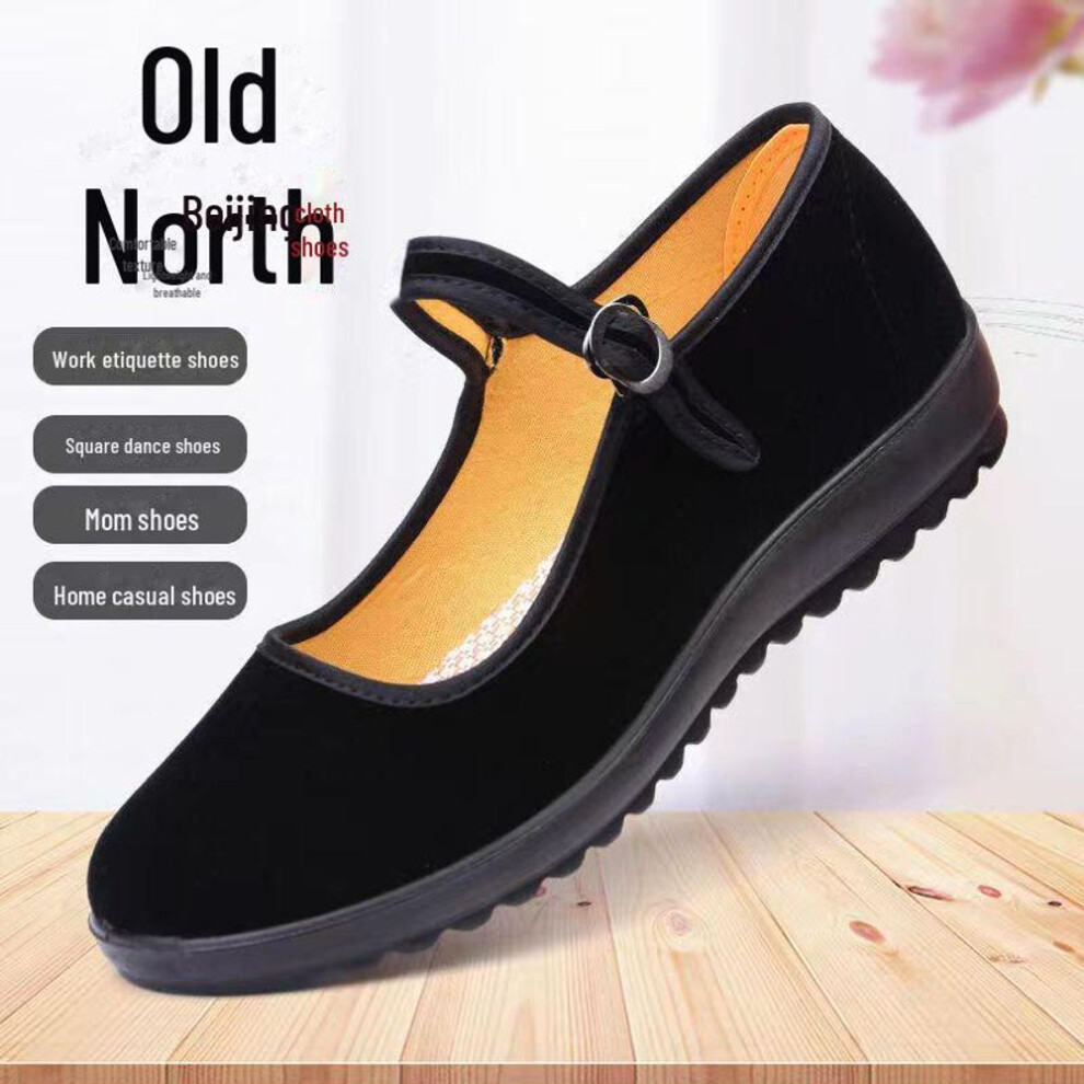 (black, 41) Free Shipping: Women's Soft Black One-Strap Flat Shoes - Perfect for Hotel Work, Square Dance, and Everyday Comfort
