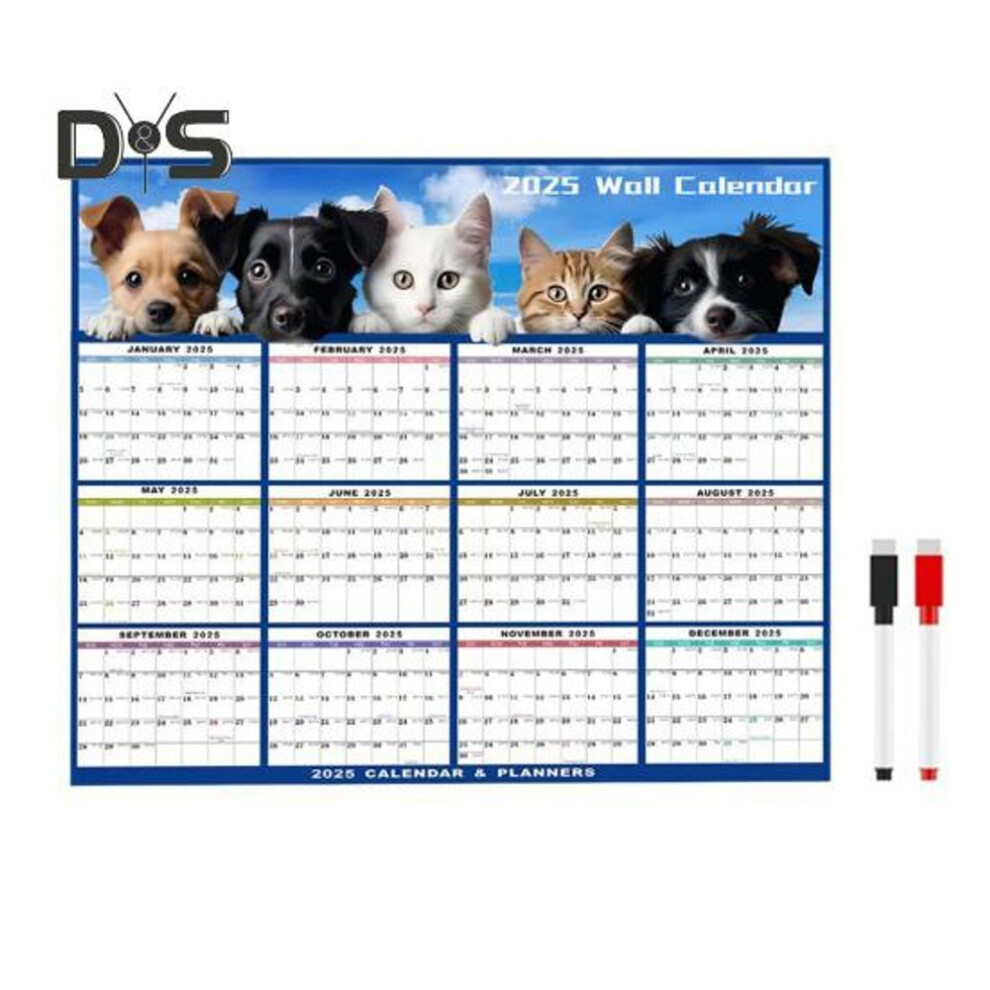 2025 Erasable Calendar Large Wet And Dry Erase Laminated 12 Month Annual Yearly Wall Planner Vertical/horizontal Wall Hanging Calendar
