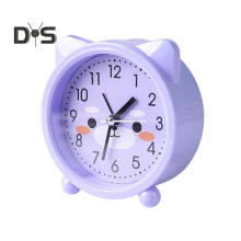 (purple) Alarm Clock Cute Cartoon Shape Silent Movement Battery Powered Portable Alarm Clock Bedroom Decoration