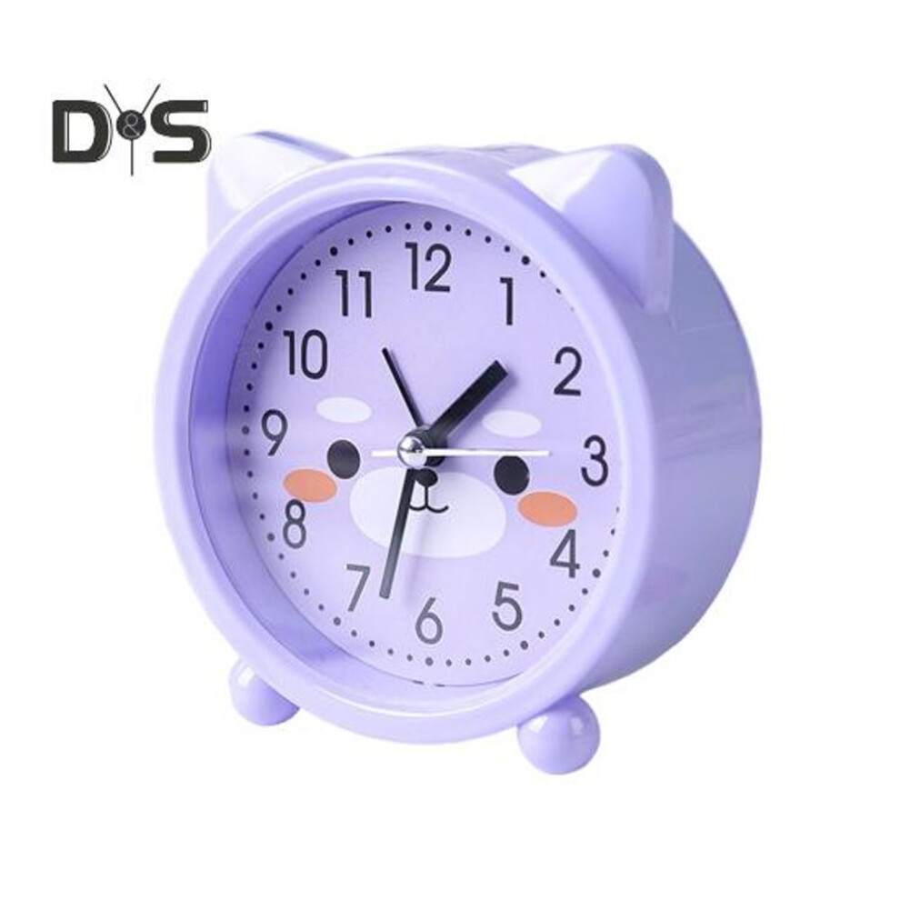(purple) Alarm Clock Cute Cartoon Shape Silent Movement Battery Powered Portable Alarm Clock Bedroom Decoration