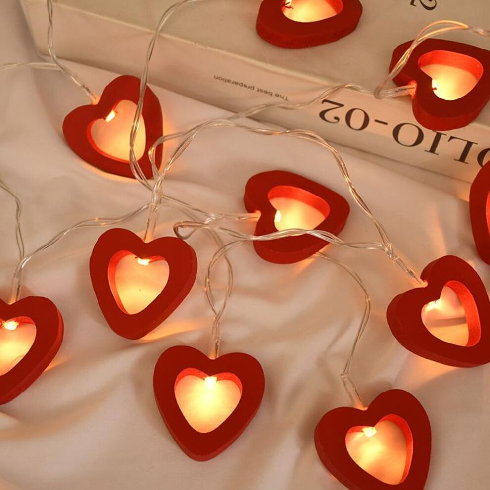 (red) 10 LED Love Heart String Lights Valentine's Day Decoration Garland Led Fairy Lights Wedding Birthday Party Decor Supplies Props