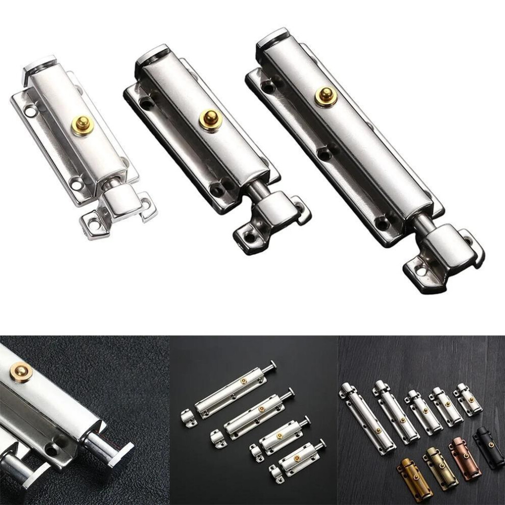 (4inch) Self-Elastic Latch Button Door Latch Bolt Lock Stainless Steel Spring Bounce Door Window Automatic Sliding Bolt Hardware