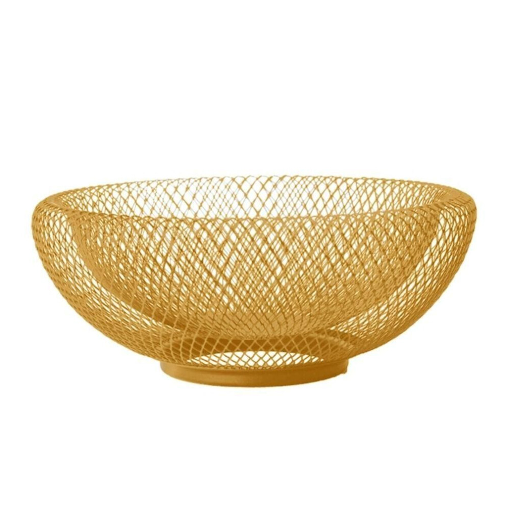 (gold) Round Iron Art Fruit Basket Black/gold Fruit Vegetable Basket Mesh Fruit Snacks Basket  Snacks