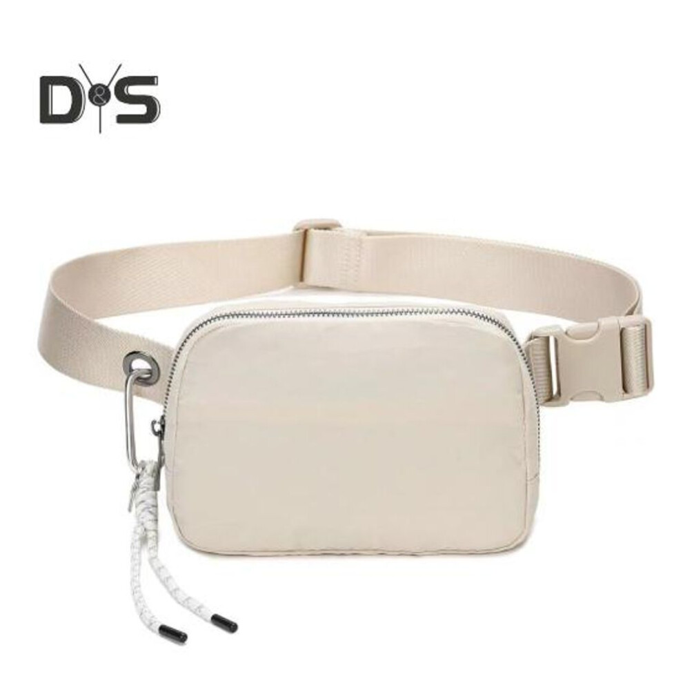 (beige) Mini Belt Bag With Adjustable Strap Waterproof Crossbody Waist Bag For Women Men Sports Fanny Pack For Workout Traveling Running Hiking Cycling