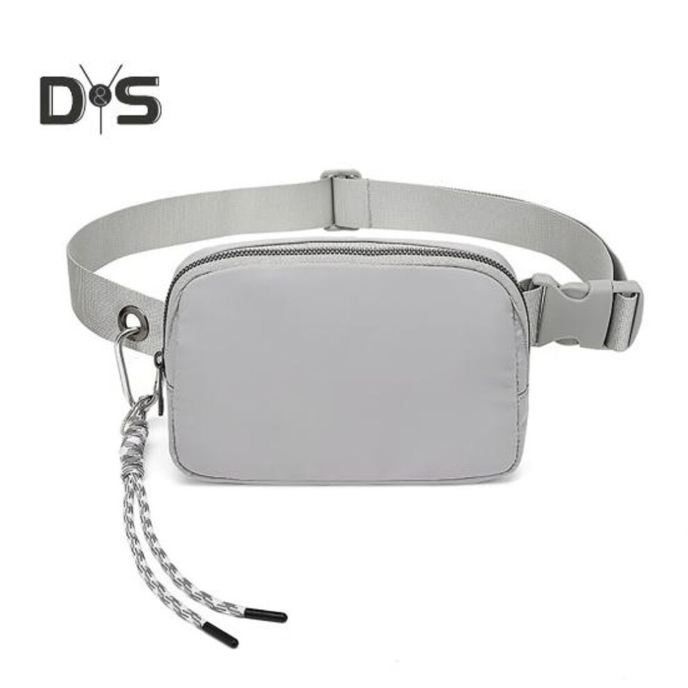 (grey) Mini Belt Bag with Adjustable Strap Waterproof Crossbody Waist Bag for Women Men Sports Fanny Pack for Workout Traveling Running Hiking Cycling