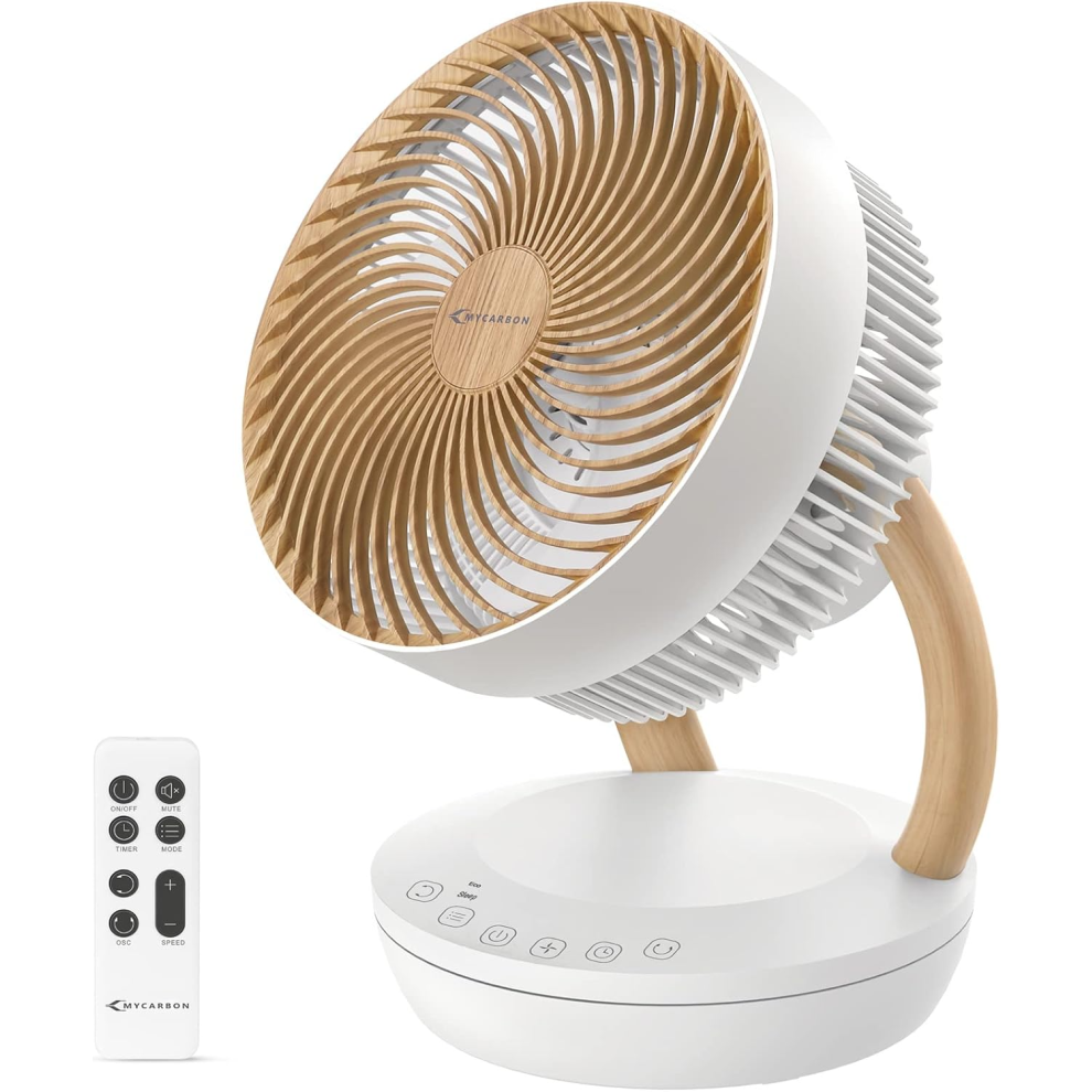 MYCARBON Silent Fan Electric Desk Fan Oscillating Cooling Fans Air Circulator, 20dB Quan for Bedroom, Home use, Brushless Motor DC Energy-efficient,