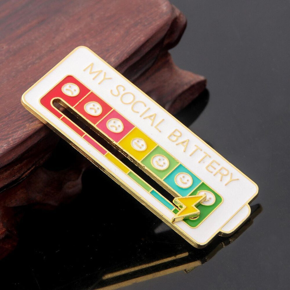 (white, square) Sliding Brooch 7 Moods My Social Battery Ideas Fashion Lapel Pins For Clothes Bags Women Men Gifts