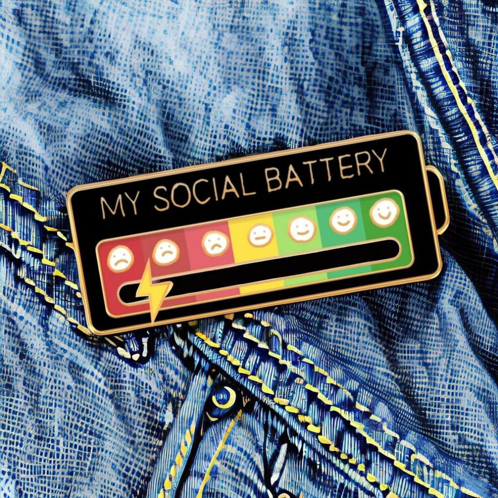 (black, square) Sliding Brooch 7 Moods My Social Battery Ideas Fashion Lapel Pins For Clothes Bags Women Men Gifts