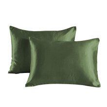 (Olive Green, 51 x 91cm) 2 Pack Silky Satin Pillowcases for Hair and Skin Cooling, Pillow Cases with Envelope Closure