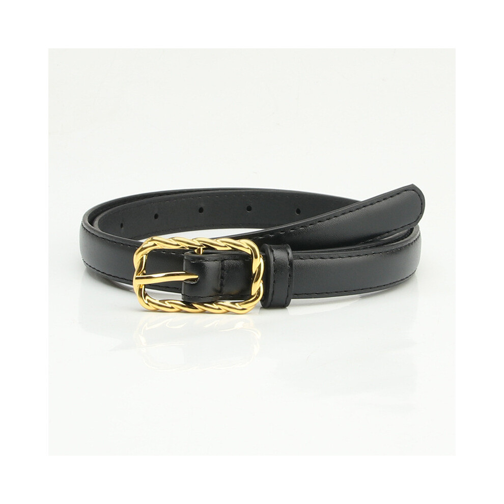 (Black)Ceinture en cuir PU pour femme boucle alliage veste décorative costume pantalon ceinture taille